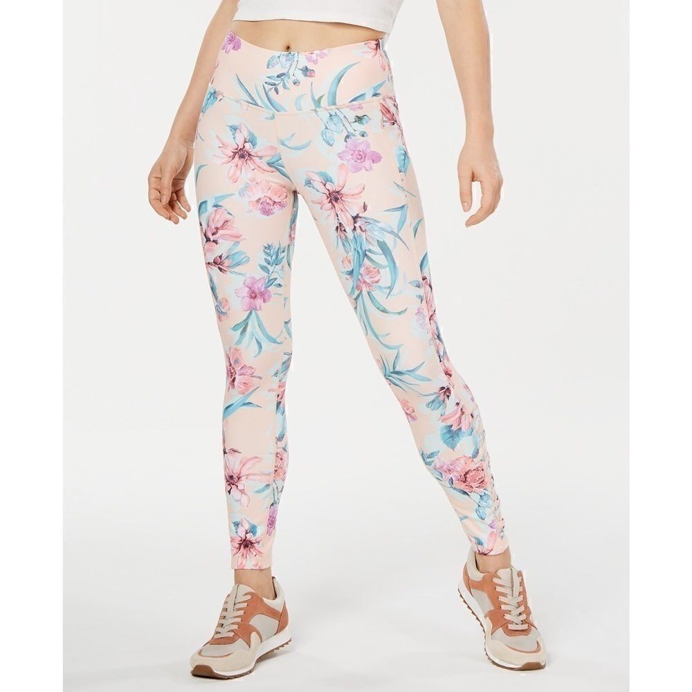 NWOT Ideology Flower medium Leggings PEACH KISS